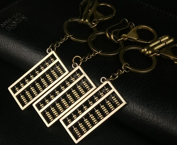 Retro golden Chinese abacus keychain