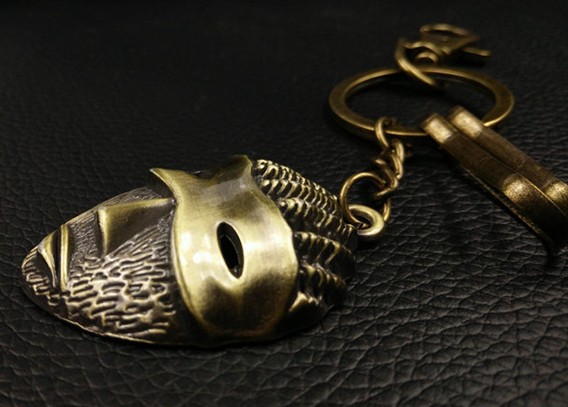 Bronze mask keychain