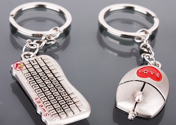Keyboard and mouse Couple Keychains