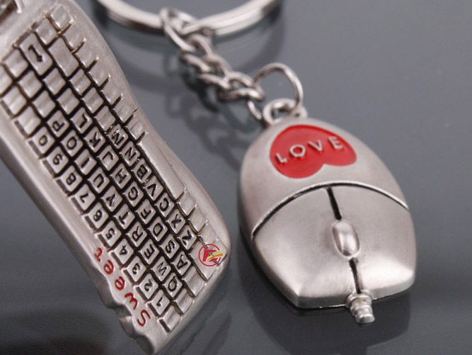 Keyboard and mouse Couple Keychains