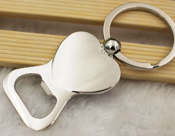 Heart-shaped bottle opener keychain