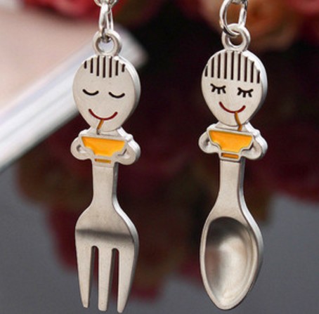 Fork and spoon Couple Keychains