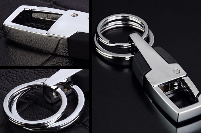 Classic double ring alloy keychain