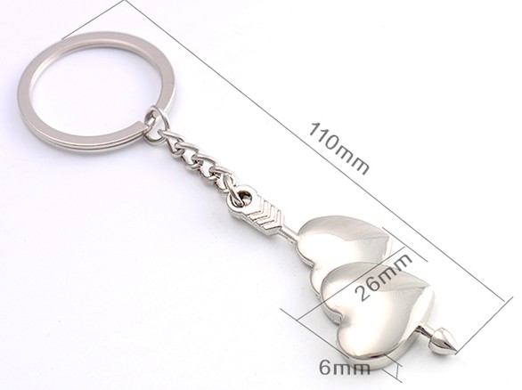 Arrow through double heart keychain