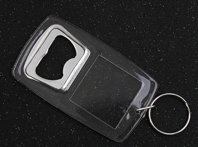 Acrylic photo frame bottle opener keychain
