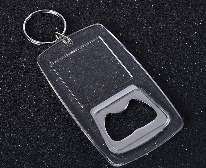 Acrylic photo frame bottle opener keychain