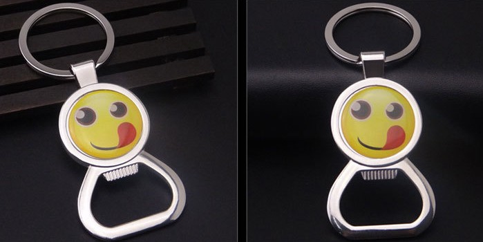 smiling face bottle opener keychain