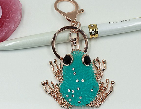 Lovely Rhinestone Frog Keychain