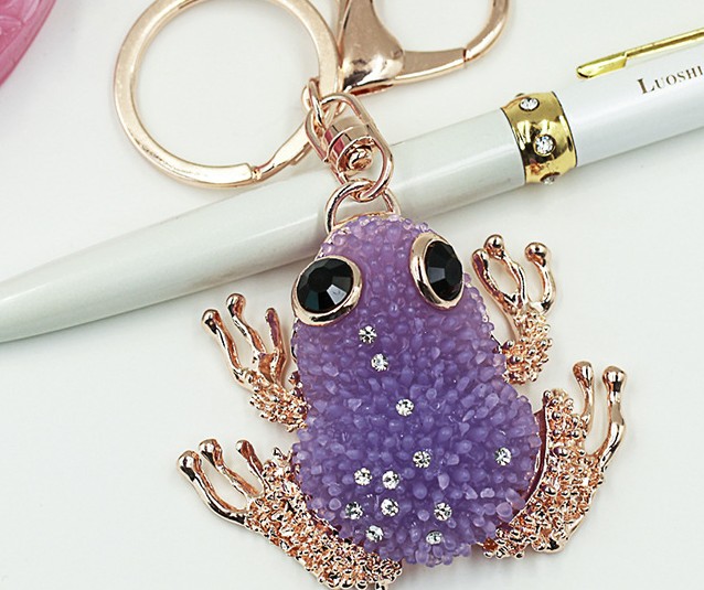 Lovely Rhinestone Frog Keychain