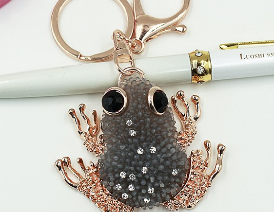 Lovely Rhinestone Frog Keychain