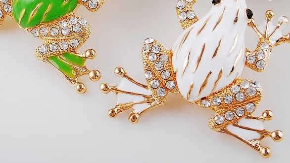 Green Rhinestone Frog Keychain