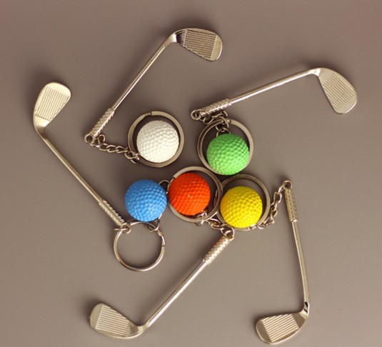 Golf club and golf ball keychain