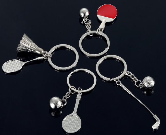 Golf club and ball alloy keychain