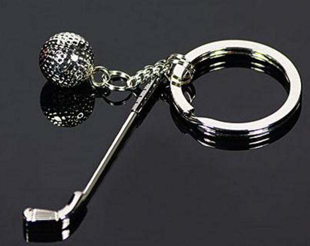Golf club and ball alloy keychain