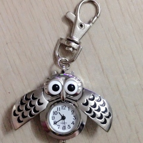 Silver Owl Watch Keychain