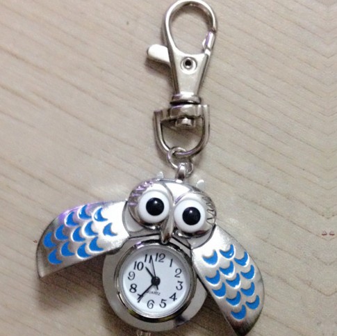 Silver Owl Watch Keychain