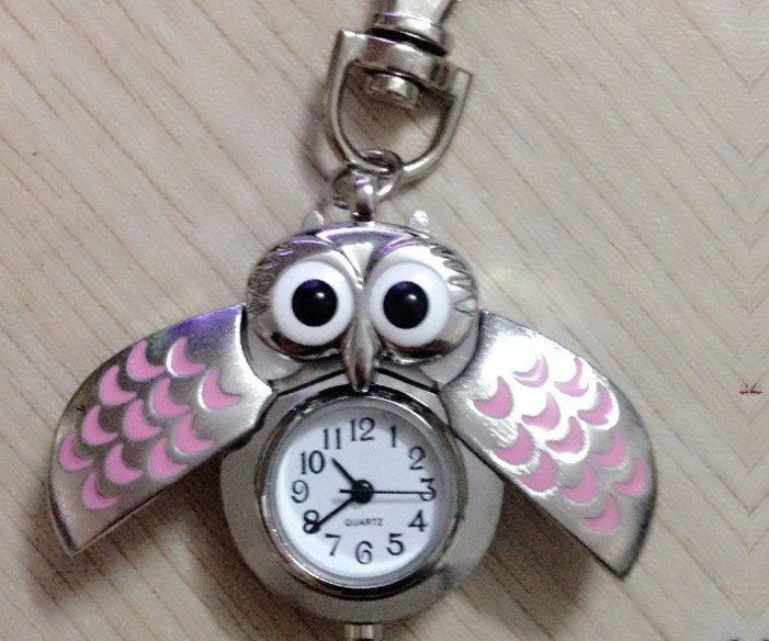 Silver Owl Watch Keychain