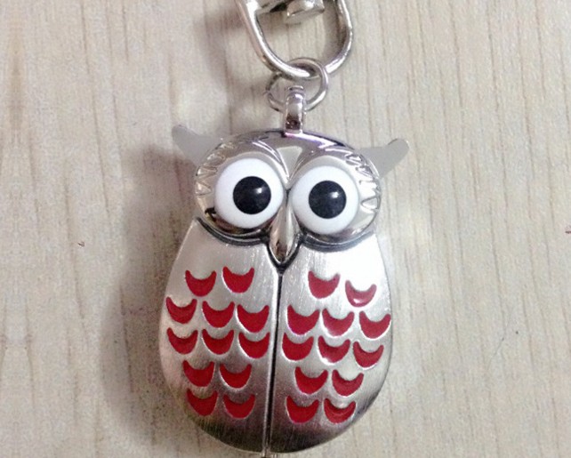 Silver Owl Watch Keychain