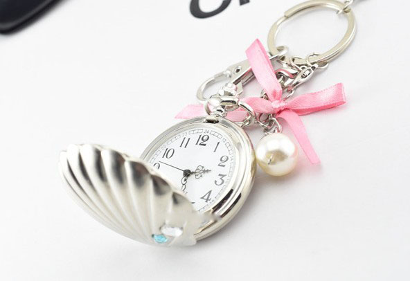 Silver Shell Watch Keychain