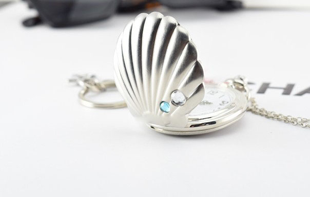 Silver Shell Watch Keychain