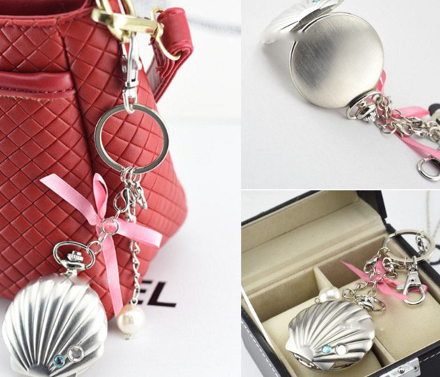 Silver Shell Watch Keychain