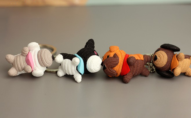 Wool dog keychain