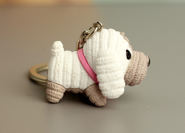 Wool dog keychain
