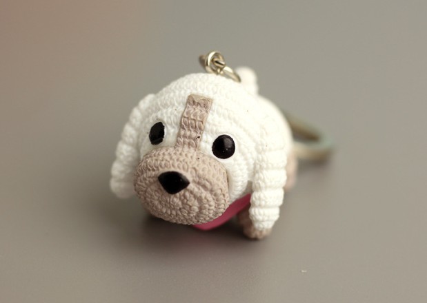 Wool dog keychain