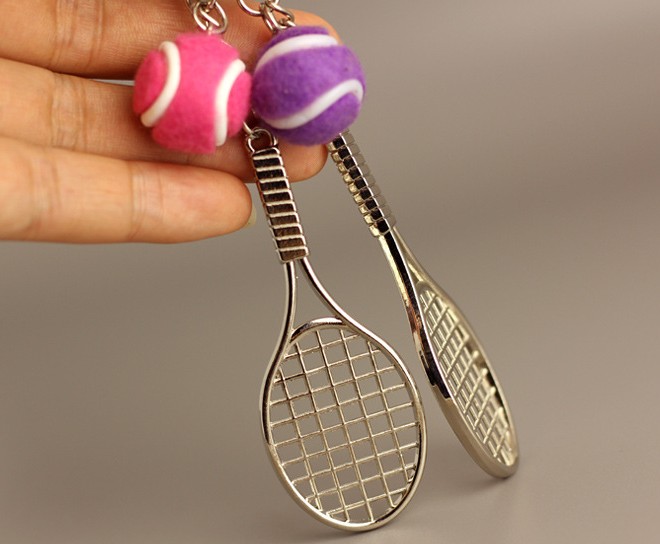 Alloy tennis keychain