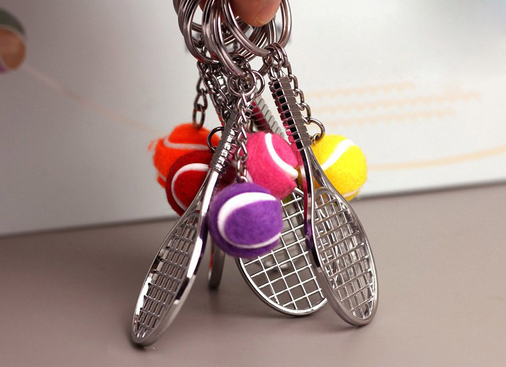 Alloy tennis keychain