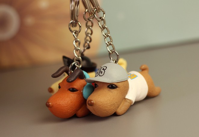 Bamboo charcoal dog keychain