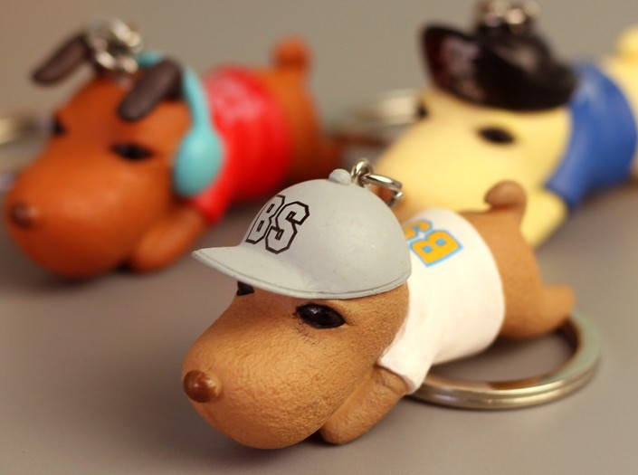 Bamboo charcoal dog keychain