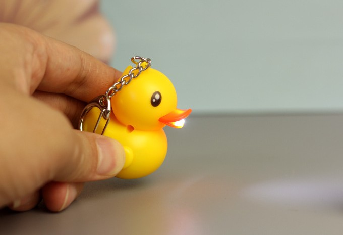 Yellow duckling LED keychain