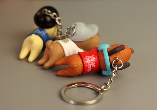 Bamboo charcoal dog keychain
