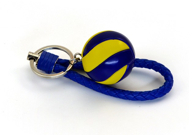 Leather volleyball keychain