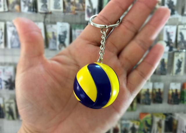 Leather volleyball keychain