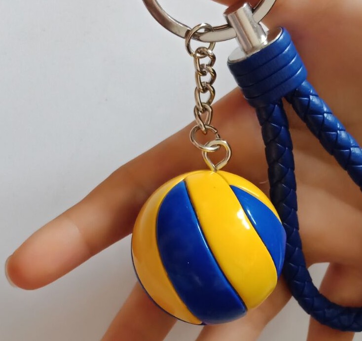 Leather volleyball keychain