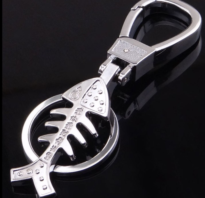 Fish bone keychain
