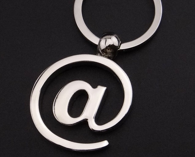 Symbol @ alloy keychain