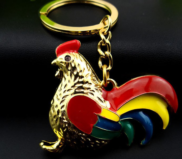 Golden chicken keychain