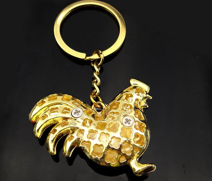Golden chicken keychain