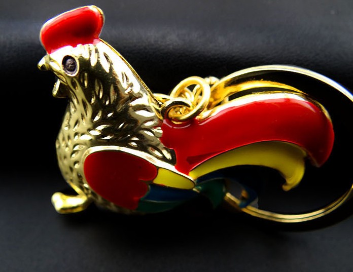 Golden chicken keychain