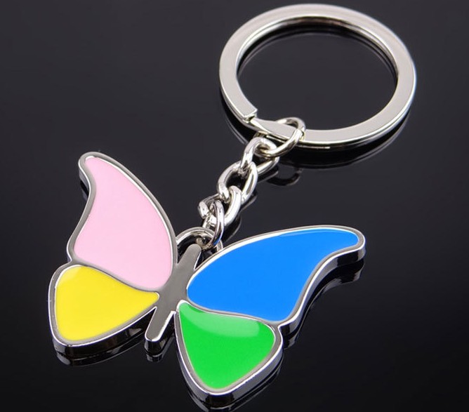 Four-color butterfly alloy keychain