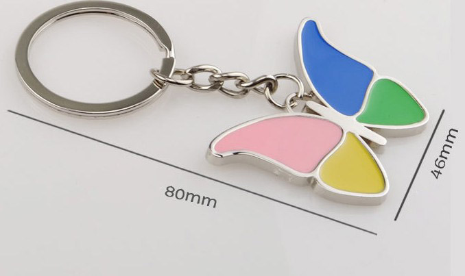 Four-color butterfly alloy keychain