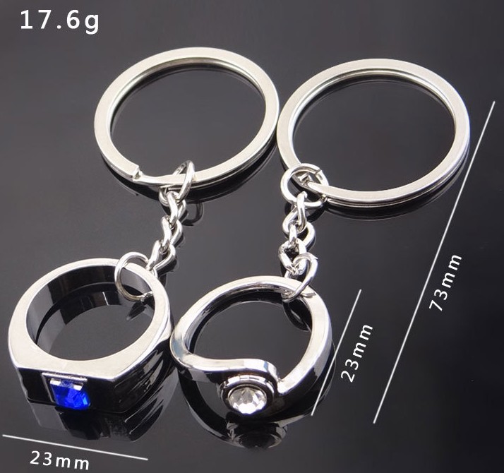 Diamond couple rings keychain