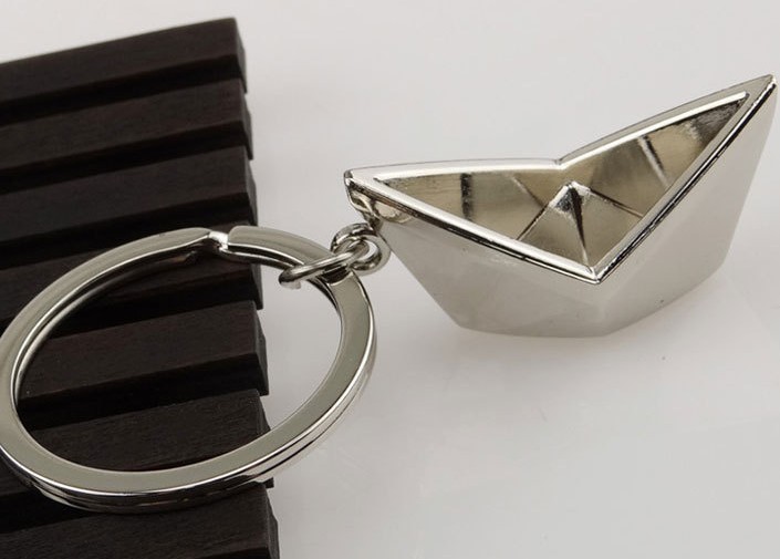 Small paper boat keychain