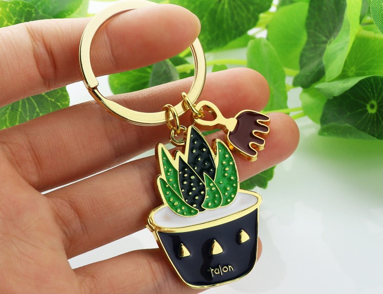 Potted alloy keychain