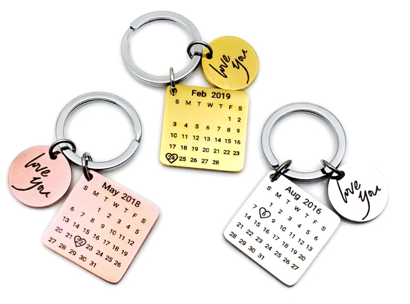 Love photo calendar keychain