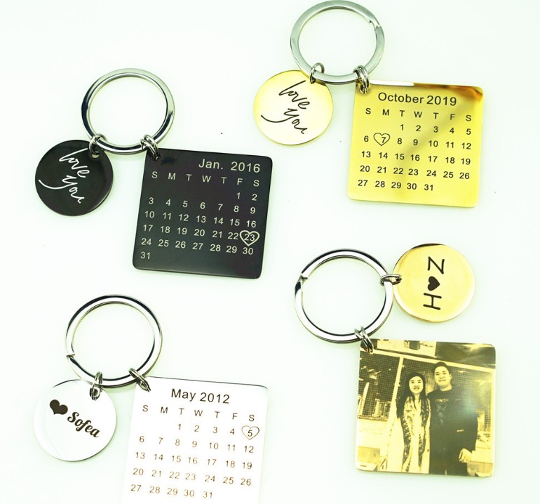Love photo calendar keychain