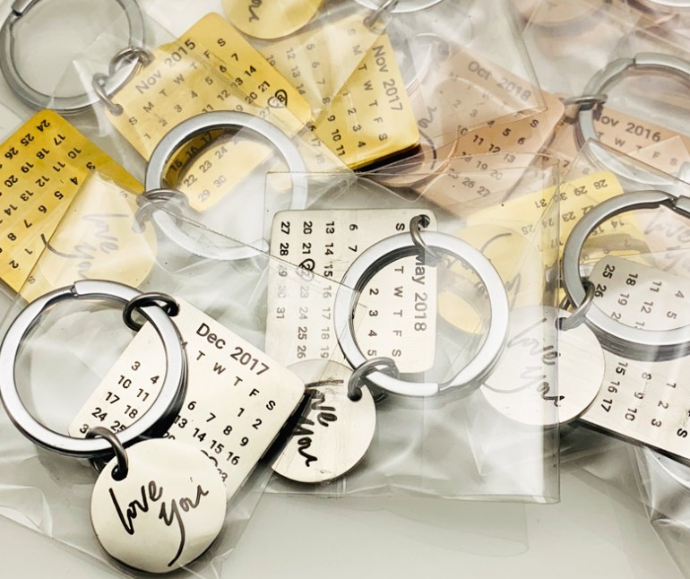 Love photo calendar keychain